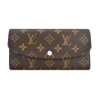【Louis Vuitton 路易威登】M61289 EMILIE 帆布皮革襯裡信封長夾(棕/粉)