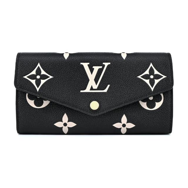 LV LOUIS VUITTON路易威登 M80496 Sarah 經典 LOGO 牛皮壓花皮革襯裡信封長夾