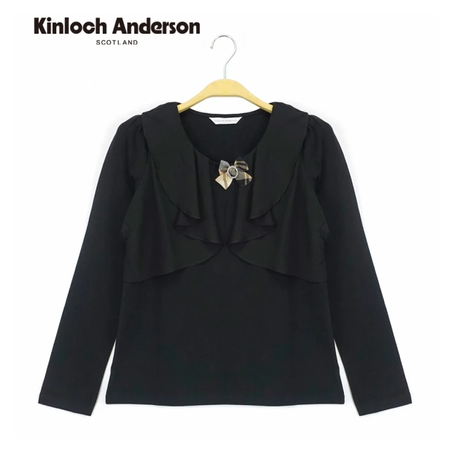 Kinloch AndersonKinloch Anderson 荷葉風雪紡長袖上衣 金安德森女裝(KA0573003 黑)