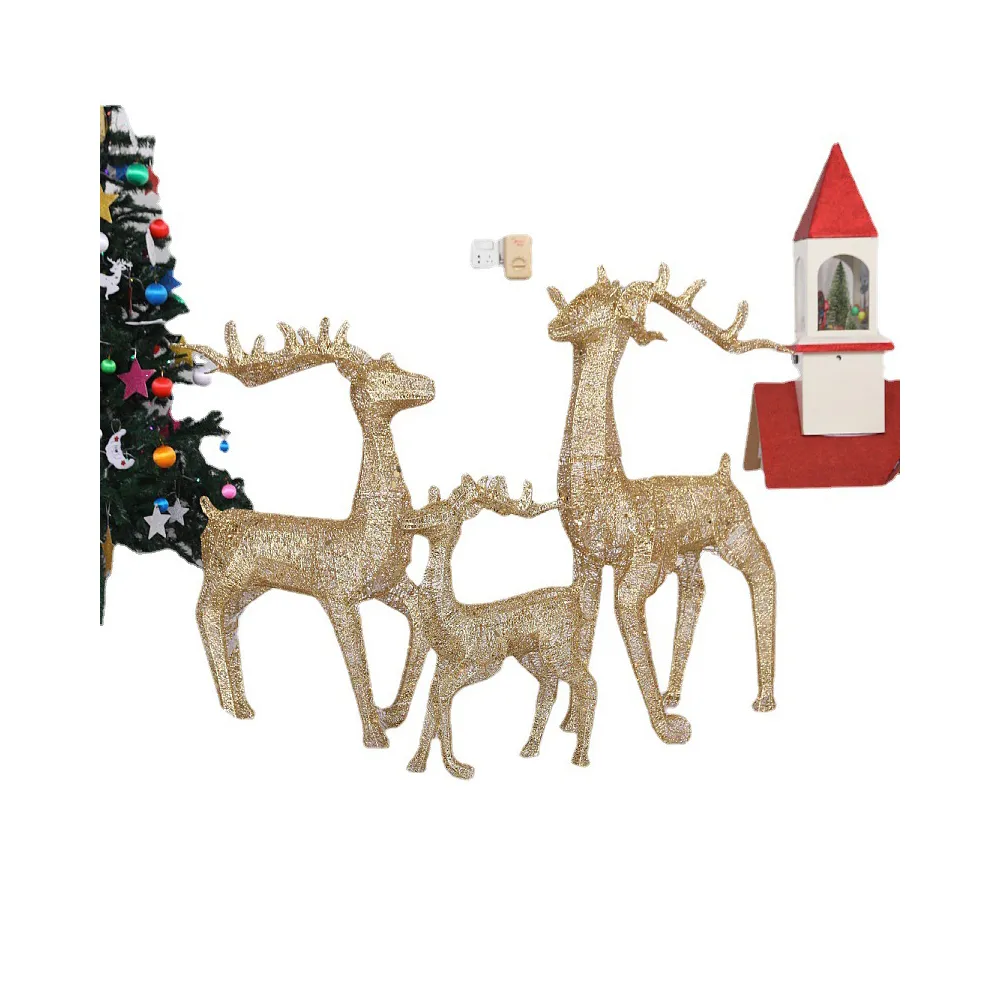 【PKS】鐵藝聖誕鹿麋聖誕節場景佈置裝飾品 三口之家(聖誕鹿/聖誕擺件)