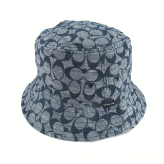 【COACH】織紋布大C棉布漁夫帽(藍)