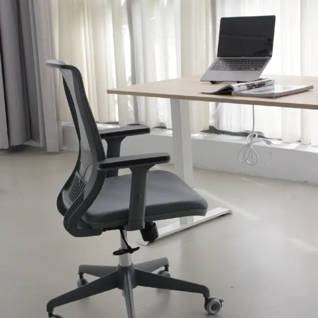 【4Health 舒樂活】i椅 灰框3D扶手 — 居家辦公椅+Standly雙馬達電動升降桌(限時精選組合)