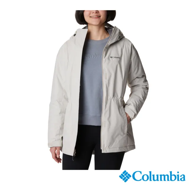 【Columbia 哥倫比亞 官方旗艦】女款-Hikebound™Omni-Tech防水長版鋁點保暖填充外套-卡其(UWR78700KI/HF)