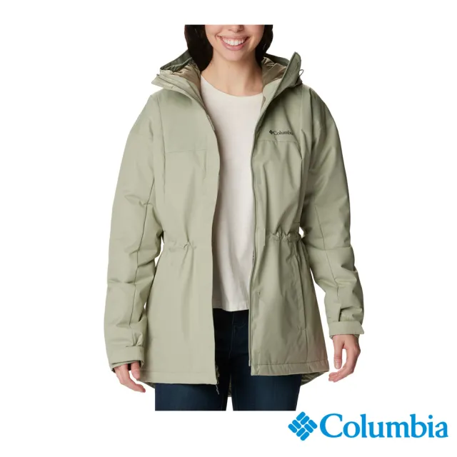 【Columbia 哥倫比亞 官方旗艦】女款-Hikebound™Omni-Tech防水長版鋁點保暖填充外套-灰綠(UWR78700GG/HF)