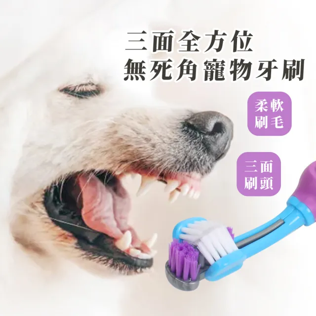 【呵護愛寵】三面全方位無死角寵物牙刷(軟毛刷 寵物用品 貓牙刷 狗牙刷 清潔口腔 寵物配件 潔牙 刷牙)