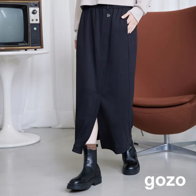 【gozo】一片式鬆緊針織長裙(兩色)