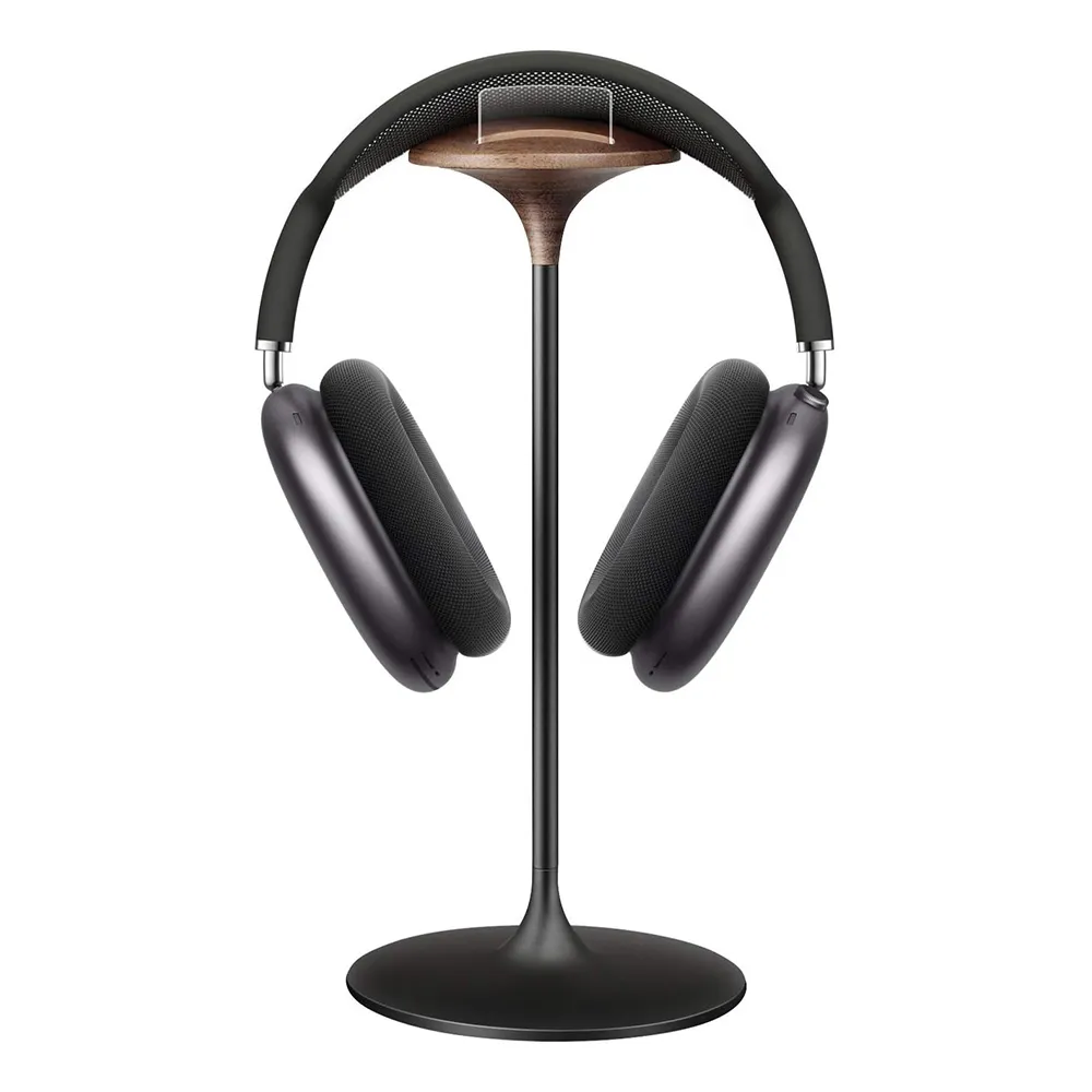 【UniSync】實木頭戴式耳機支架/高顏值鋁合金穩固展示架 黑色