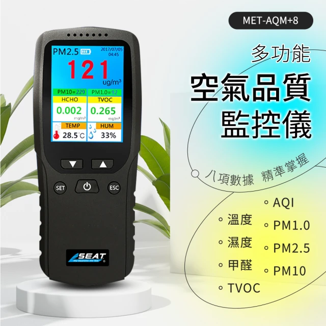 精準科技 空氣品質檢測儀 PM2.5 空氣品質監控儀 懸浮微粒 空氣品質指標 無塵室監測 甲醛(550-AQM+8)