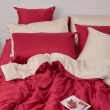【戀家小舖】60支100%天絲枕套兩用被床包四件組-雙人(永恆系列-楓葉紅)