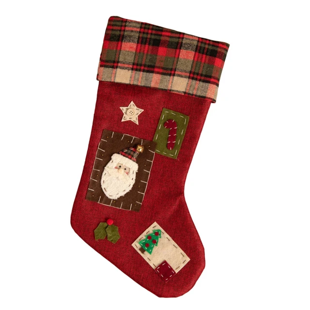 愛爾蘭Belleek Living 紅底拼貼聖誕老人聖誕襪／禮物襪／掛飾(絕版品限量1件)