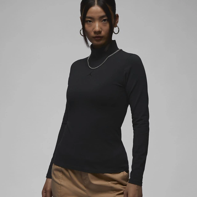 NIKE 耐吉 長袖上衣 高領 籃球 AS W J LS MOCK NECK TOP 女款 黑(FQ8061010)