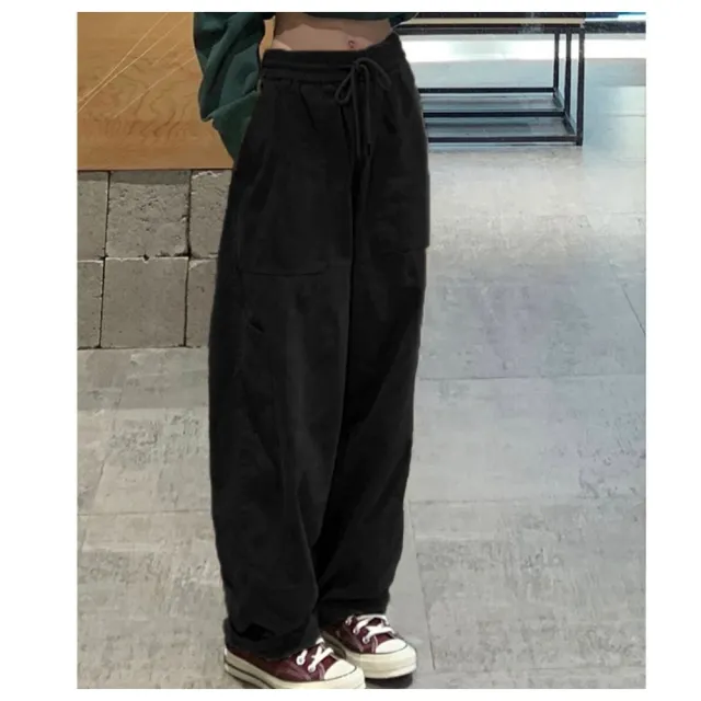 【ASister 小姊姊】*出清品*現貨在庫★休閒褲 長褲 加大尺碼男女同款高腰直筒顯瘦休閒闊腿褲/工裝褲(S-4XL)
