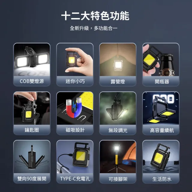 【NUIT 努特】小餅乾 USB充電隨身燈 LED露營燈 COB露營燈 野營燈手電筒鑰匙圈開瓶器(NTL115滿額出貨)