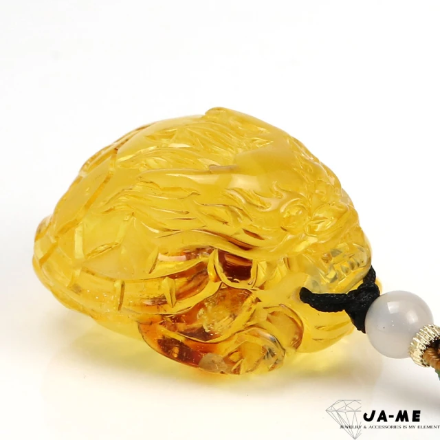 JA-ME 天然琥珀波羅的海頂級金絞白蜜平安扣項鍊(24.2