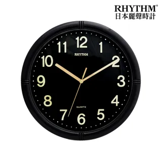 【RHYTHM 麗聲】極簡時尚未來風滑動式超靜音掛鐘(尊爵黑)