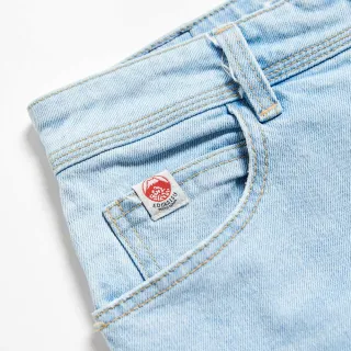 【EDWIN】江戶勝 女裝 經典櫻花刺繡窄管牛仔褲(重漂藍)