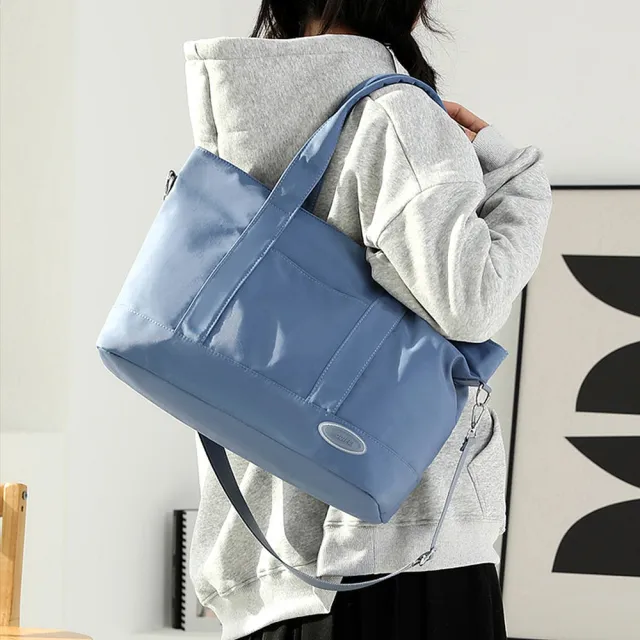 【Abigail】韓系大容量斜背包側肩包手提包防水包托特包購物包6916(藍色)