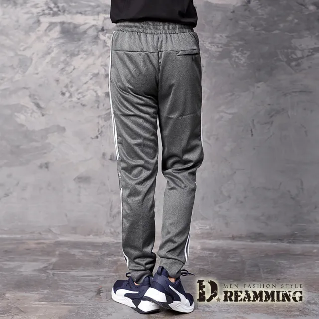 【Dreamming】簡約條紋抗皺鬆緊抽繩束口休閒長褲 運動褲(共二款)