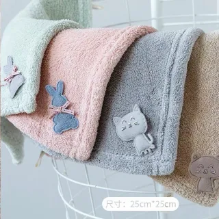 【良居生活】25x25cm買3送3-珊瑚絨可掛式家用不掉毛 強力吸水去汙 擦手巾 抹布(送3掛勾)
