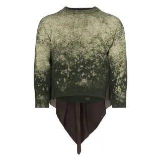 【Maison Margiela】時尚流行後拼接渲染造型毛衣(墨綠)