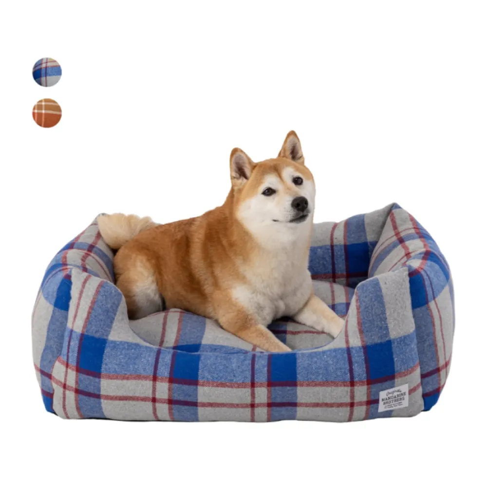 【MANDARINE BROTHERS】日本寵物格紋小沙發L號高邊窩墊(狗窩貓窩蓬鬆舒服可愛)