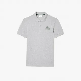 【LACOSTE】中性款-合身印花網眼布短袖Polo衫(灰色)