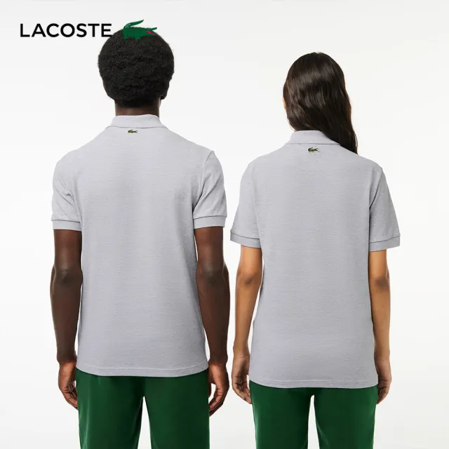 【LACOSTE】中性款-合身印花網眼布短袖Polo衫(灰色)