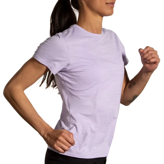 【BROOKS】女 Luxe 短女袖上衣_淺紫花灰(221659583)