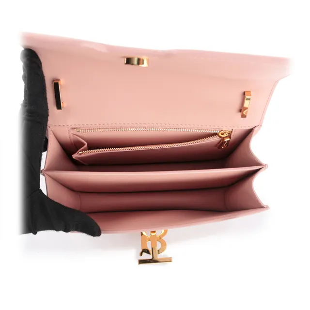 【BURBERRY 巴寶莉】TB Logo 顆粒小牛皮斜背包_小(玫瑰粉)