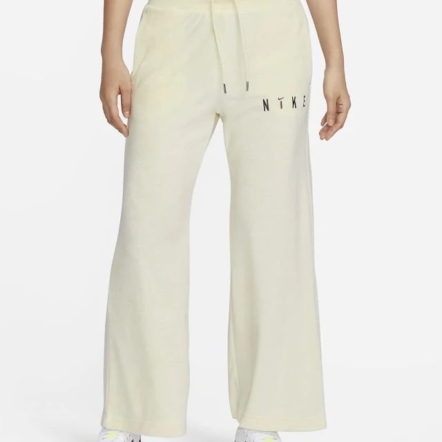 NIKE 耐吉 休閒長褲 高腰 直筒褲 休閒 AS W NSW TRRY COZY PANT 女款 米黃(FV4011113)