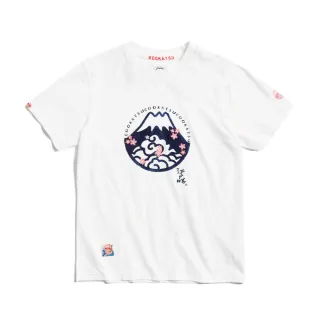 【EDWIN】江戶勝 男裝 富士山櫻花LOGO短袖T恤(米白色)