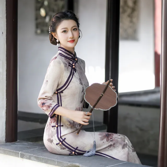 【Very Buy 非常勸敗】老上海復古民族風傳統長款七分袖旗袍2023秋冬中老年女士旗袍
