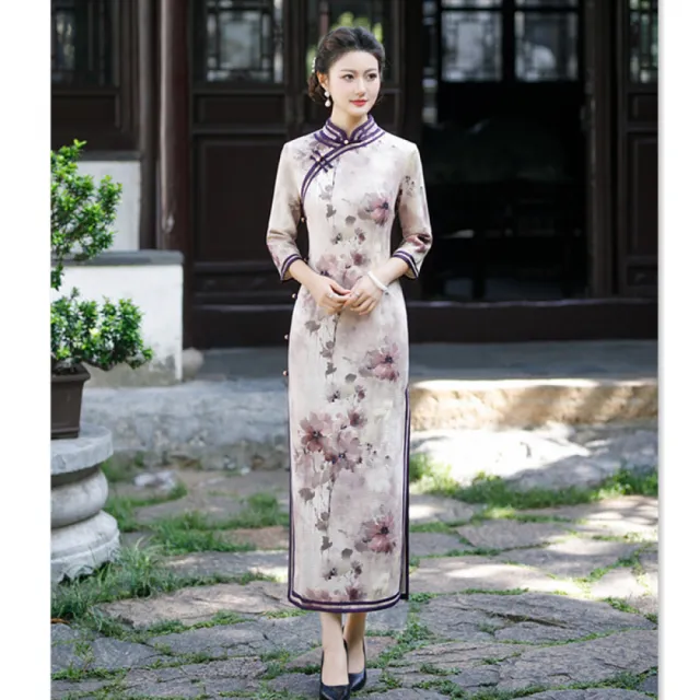 【Very Buy 非常勸敗】老上海復古民族風傳統長款七分袖旗袍2023秋冬中老年女士旗袍