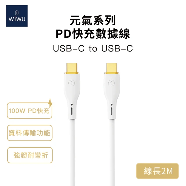 WiWU 100W Type-C to C 2米 元氣系列YQ04 矽膠PD快充充電線(YQ04 不易打結矽膠材質)