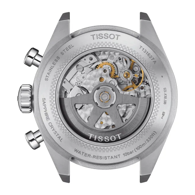 【TISSOT 天梭】官方授權 PRS516 賽車計時機械手錶-黑 送行動電源 畢業禮物(T1316271105200)
