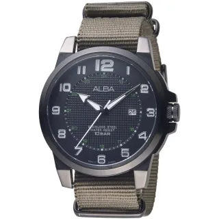 【ALBA】雅柏手錶 黑色框戶外休閒風時尚男錶/AS9C73X1(保固二年)
