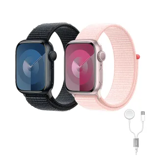 二合一充電線組【Apple 蘋果】Apple Watch S9 GPS 41mm(鋁金屬錶殼搭配運動型錶環)