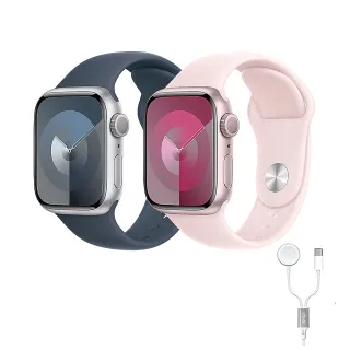 二合一充電線組【Apple】Apple Watch S9 GPS 45mm(鋁金屬錶殼搭配運動型錶帶)