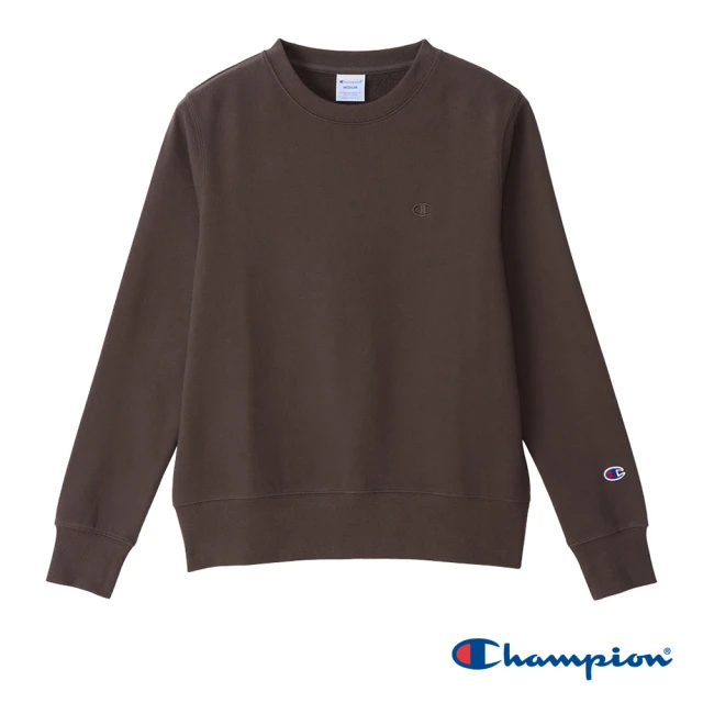 Champion 官方直營-經典款素色刺繡LOGO上衣-女(深褐色)