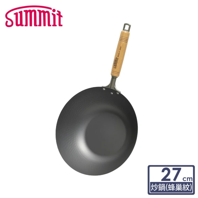 Summit 輕量氮化處理鐵鍋-33cm炒鍋+玻璃蓋+不鏽鋼