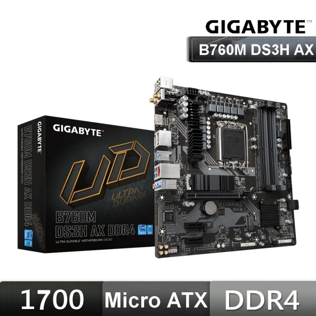 GIGABYTE 技嘉GIGABYTE 技嘉 搭 金士頓 1TB SSD + 8G 記憶體 ★ B760M DS3H AX DDR4 主機板