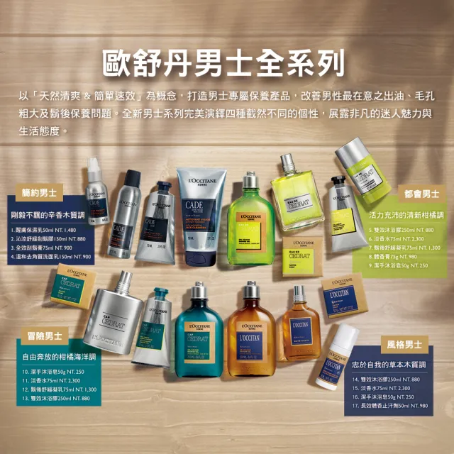 【L’Occitane歐舒丹】官方直營 風格男士雙效沐浴膠/沐浴乳250ml