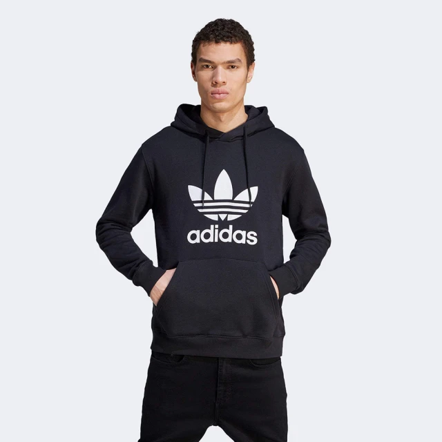 adidas 愛迪達 上衣 男款 長袖上衣 帽T 運動 三葉草 TREFOIL HOODY 黑 IM4489