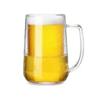 【KOTI 日安生活】內含冷凍液把手雙層玻璃杯冰凍杯-2件組(480ml啤酒杯咖啡杯保冷杯製冷杯單耳有柄耐熱耐冷)