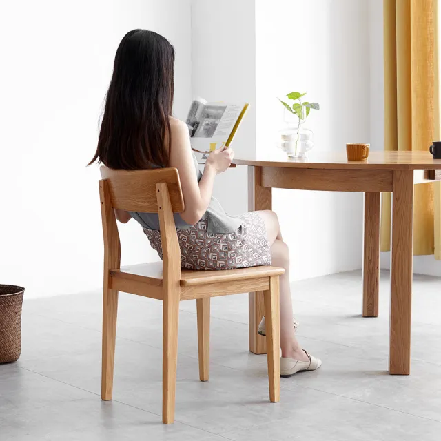 【hoi! 好好生活】源氏木語西雅圖橡木原木色折角餐椅 Y90S01
