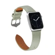 【質感元素】Apple Watch 42mm/44mm/45mm/49mm 通用型 銀扣縫線 寬版皮革錶帶