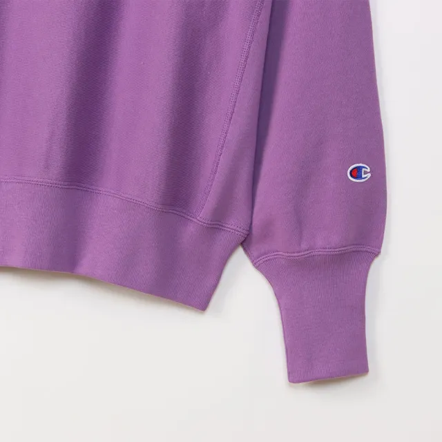 【Champion】官方直營-經典款純棉素色刺繡LOGO大學T-女(紫色)