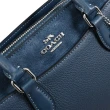 【COACH】簡約經典LOGO防刮皮革三層包手提包兩用包(藍)