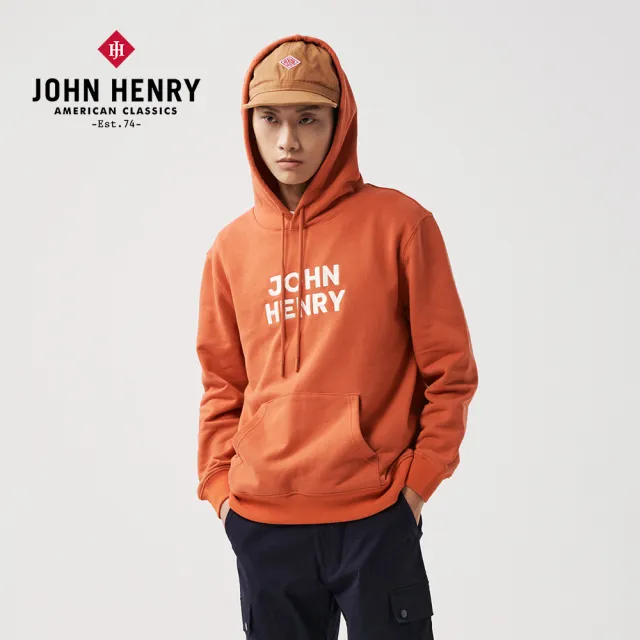 【JOHN HENRY】WINTER刺繡帽T-橘