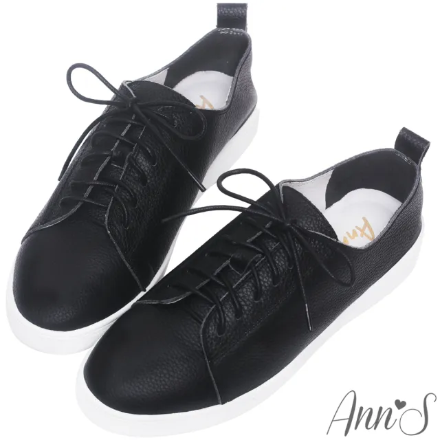 【Ann’S】第二代超軟真牛皮綁帶小白鞋(黑)